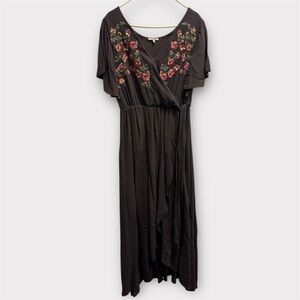 Jodifl Gray Embroidered Wrap Dress, Medium NWOT Tags